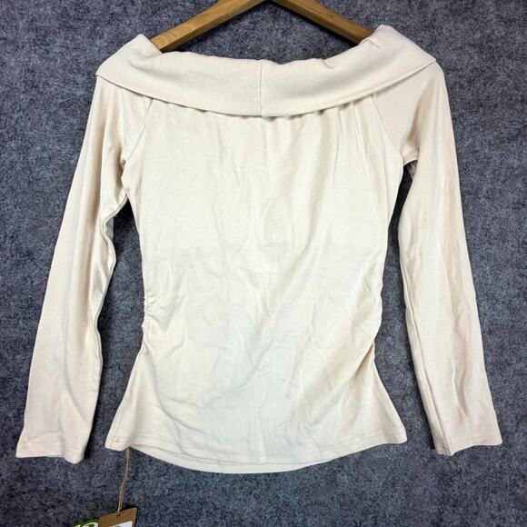 OGL Move Brami Top Women Medium Morning Mist Eco Mousse Off Shoulder Side Ruched - Picture 2 of 8